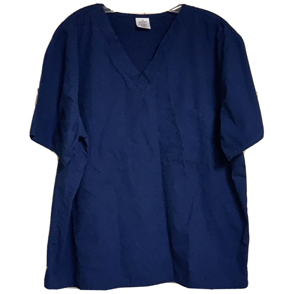 Womens Size Large DEEP COBALT SCRUB TOP Blue Medical Nursing Top